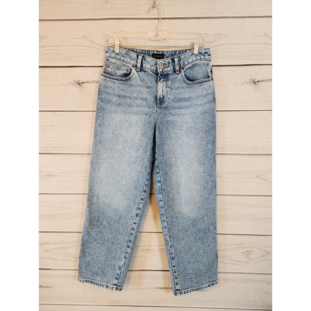 Talbots Women's Blue Solid Mid Rise Denim High Waist Straight Ankle Jeans Size 4